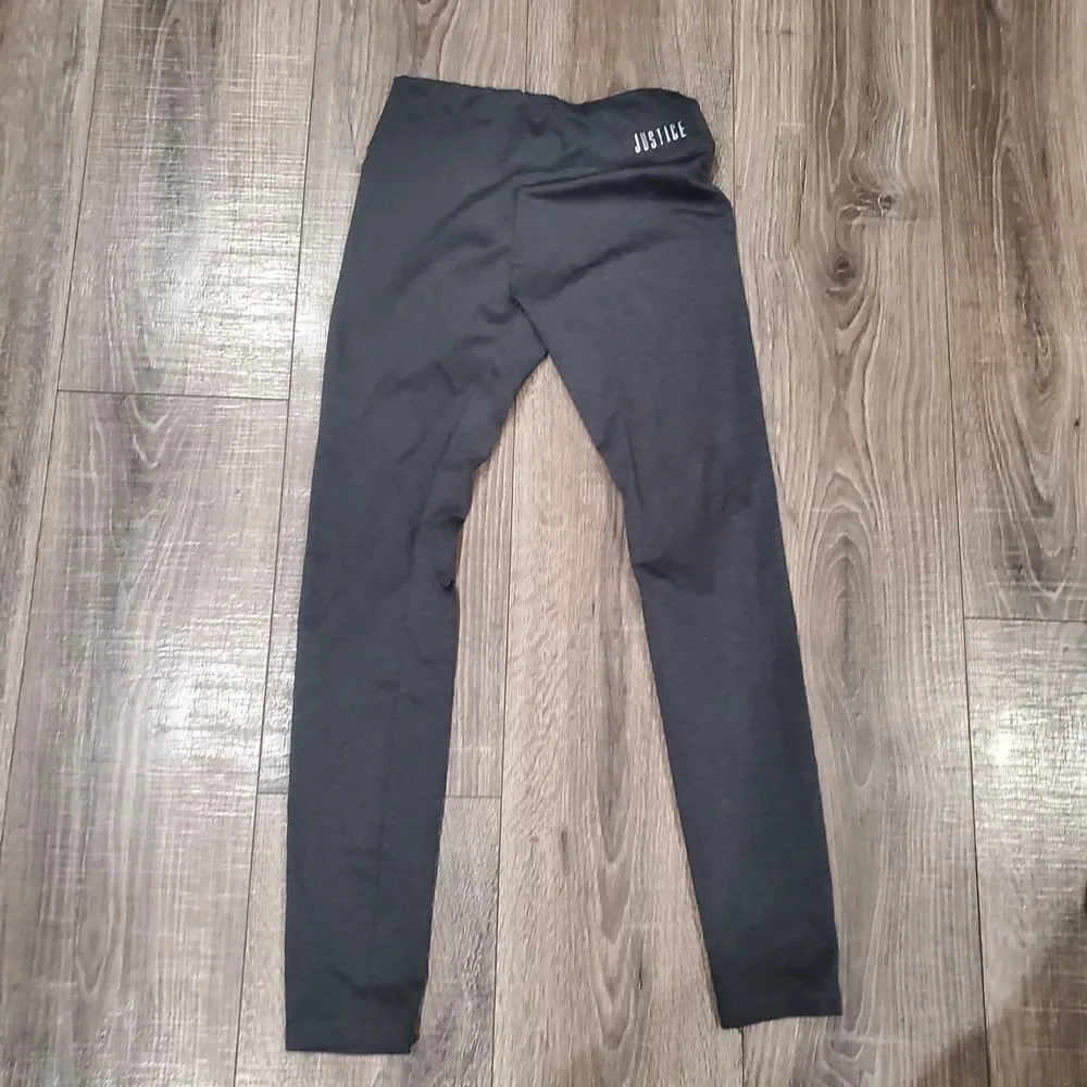 Girls Leggings Size 10-12 Justice Kids Black and Gray Leggings Set 3 Pieces